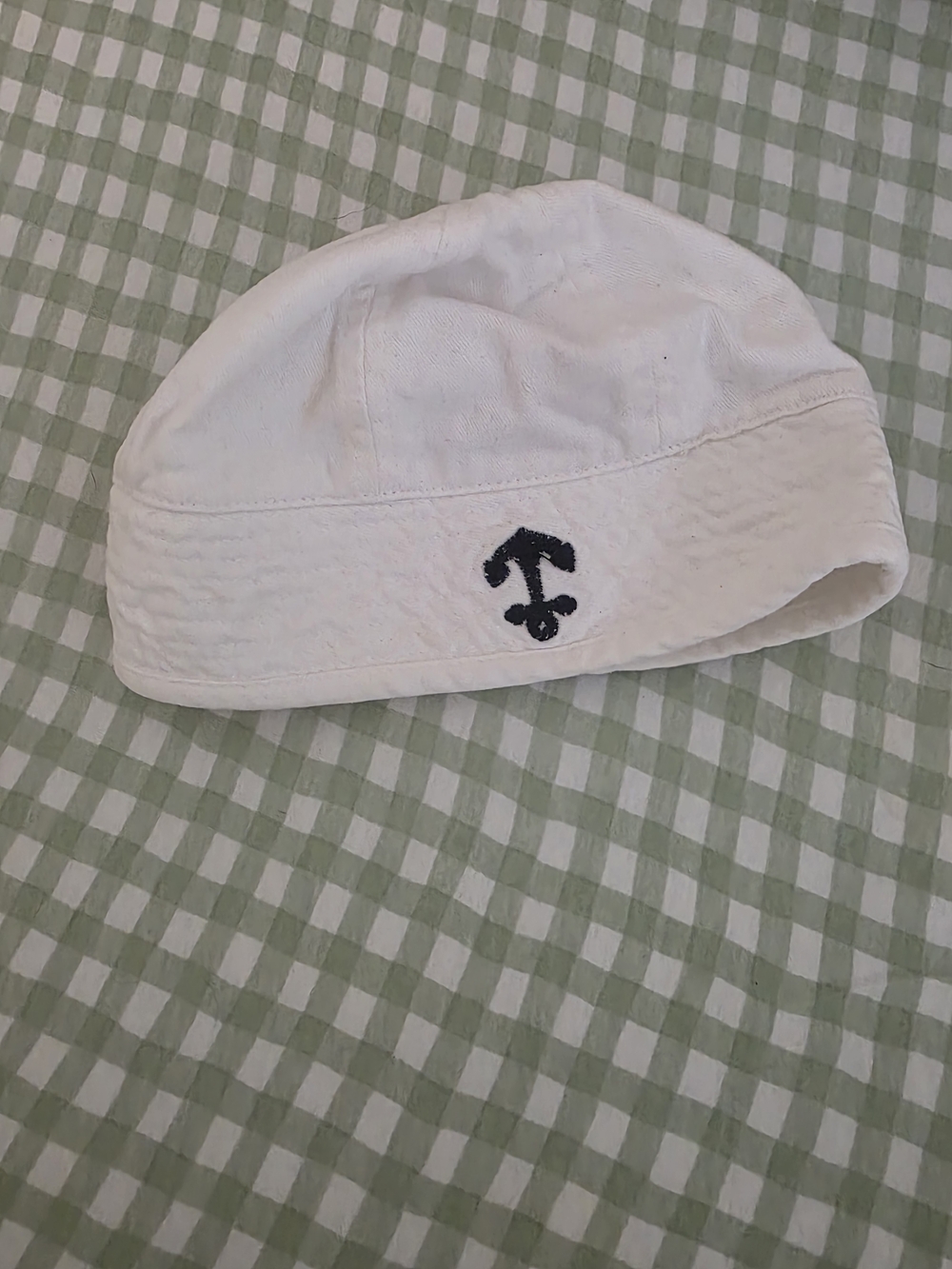 miniwear White Baby Bucket Hat with Embroidered Anchor